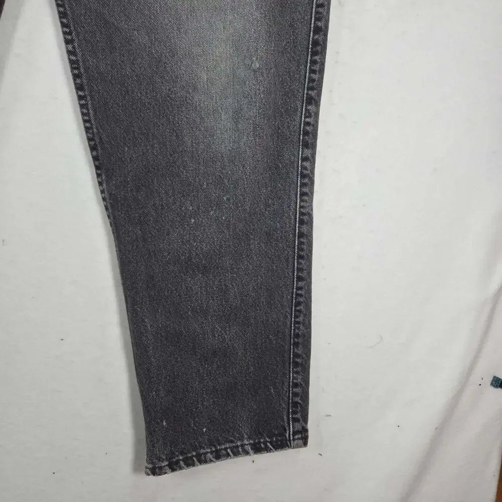 Vintage 90s Levis 545 Orange Tab Jeans Mens 38x28 Black USA Saddle Distressed